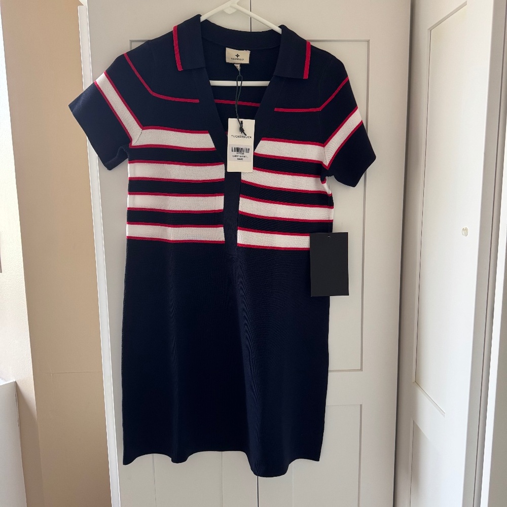 NWT TUCKERNUCK WRIGHT POLO DRESS/ NAVY/ WHITE/ RED/ XS